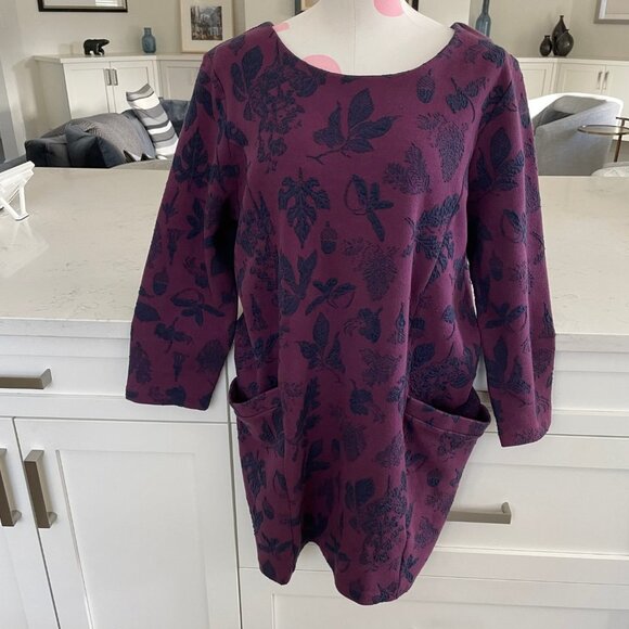 Joules Z_Rhona Boatneck Cotton Poly Print Mini Dress Pockets Purp Navy Sz 10 - Picture 7 of 11